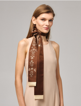 Картинка Шовкова стрічка Twilly «Мереживо» Chocolate 